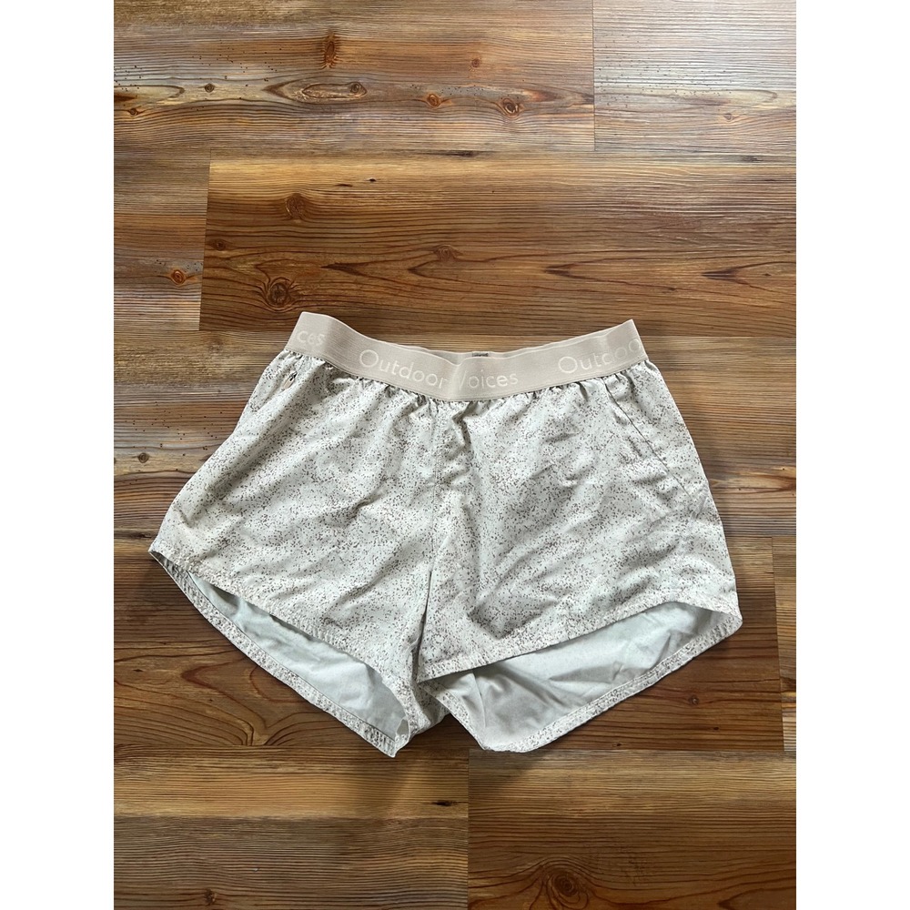 Outdoor Voices Shorts Small Beige Cream Speckled Athletic Athleisure Running